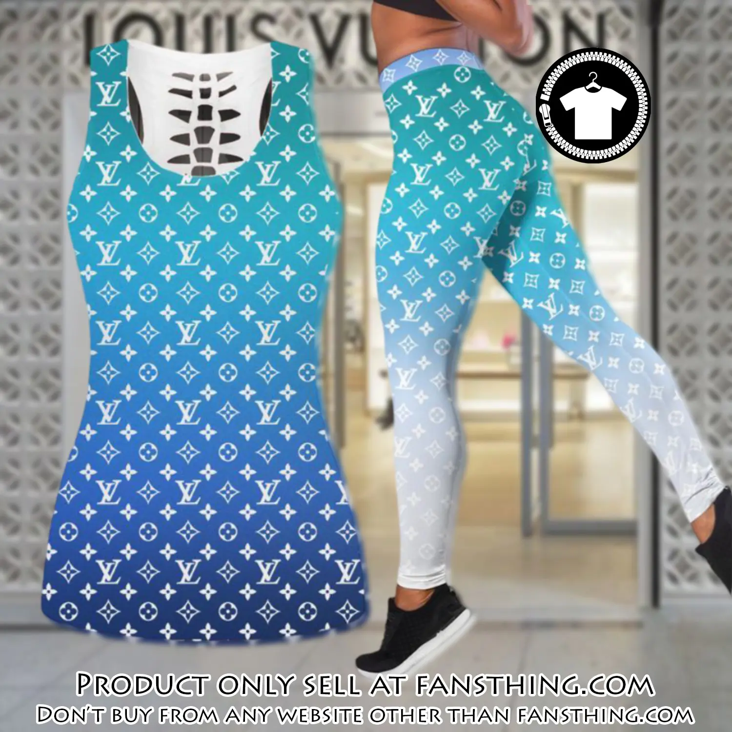 Louis vuitton gradient tank top leggings set luxury brand lv for women yoga gym fst5908211